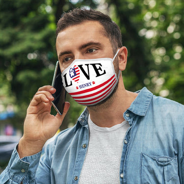 Personalized Dog Gift Idea - Love America For Dog Lovers - Cloth Mask